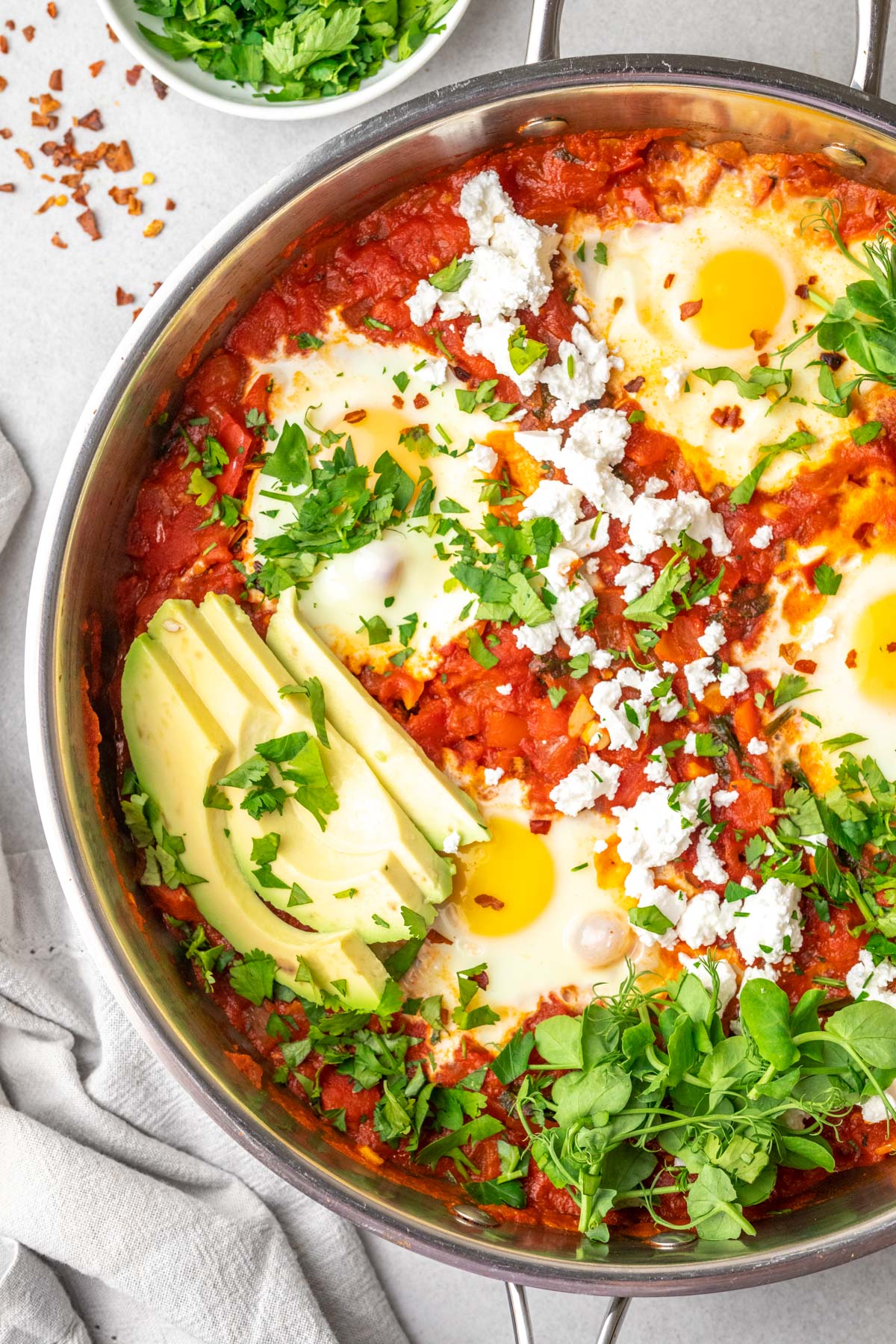 Vegetarian shakshuka recipe photography for food bloggers