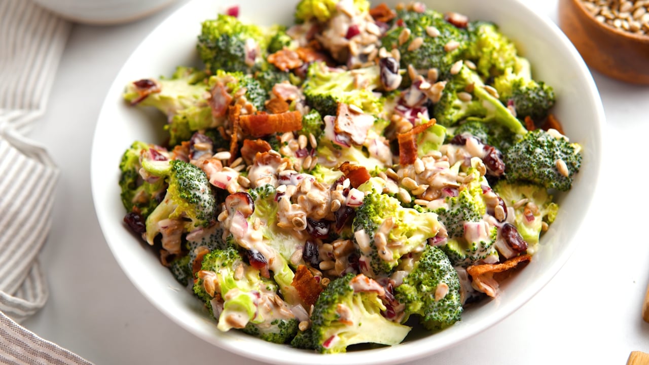 Broccoli salad recipe video for a food blog
